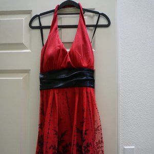 Red & Black Halter Dress